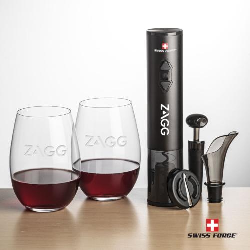 Corporate Gifts - Barware - Glasses Sets - Swiss Force® Opener Set & Laurent Stemless Wine