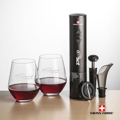 Corporate Gifts - Barware - Glasses Sets - Swiss Force® Opener Set & Reina Stemless Wine