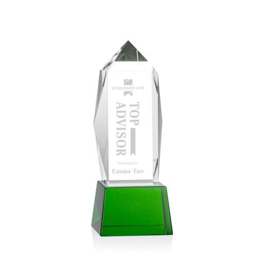 Recognition Awards - Crystal Awards - Bloomington Award on Base - Green 