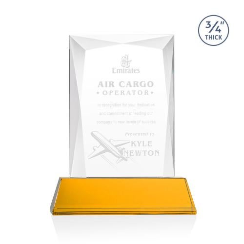 Recognition Awards - Crystal Awards - Messina Award on Newhaven Base - Amber