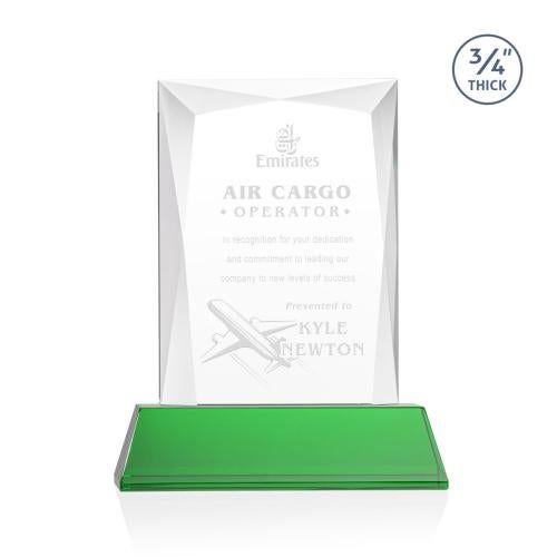 Recognition Awards - Crystal Awards - Messina Award on Newhaven Base - Green