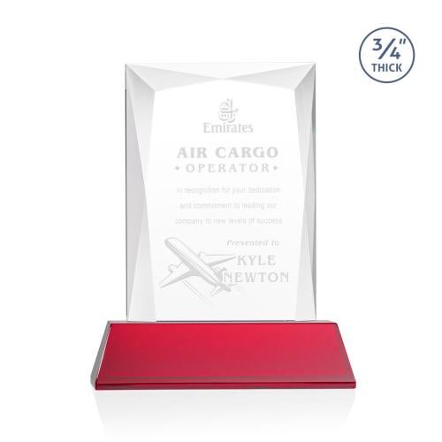 Recognition Awards - Crystal Awards - Messina Award on Newhaven Base - Red