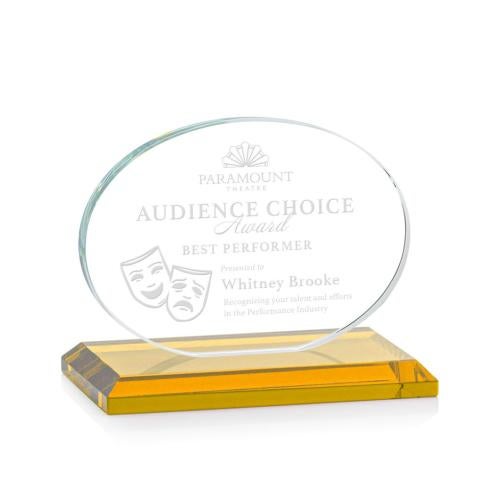 Recognition Awards - Crystal Awards - Austin Award (Horiz) - Amber