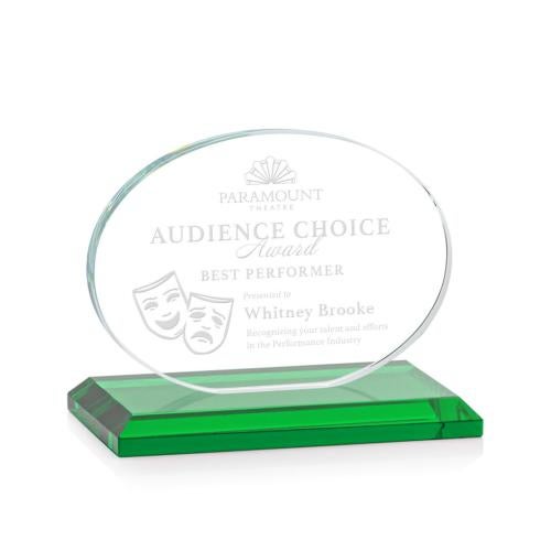 Recognition Awards - Crystal Awards - Austin Award (Horiz) - Green