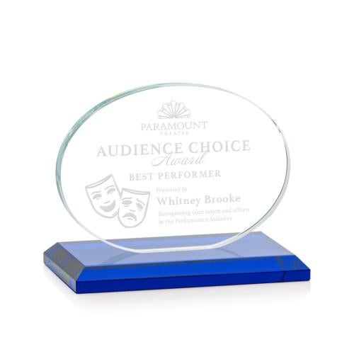 Recognition Awards - Crystal Awards - Austin Award (Horiz) - Blue