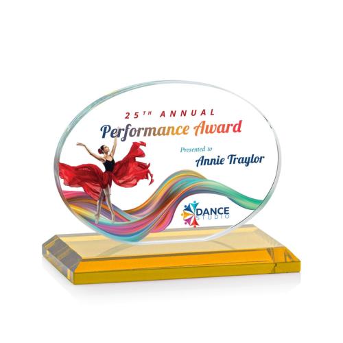 Recognition Awards - Crystal Awards - Austin (Horiz) VividPrint™ Award - Amber