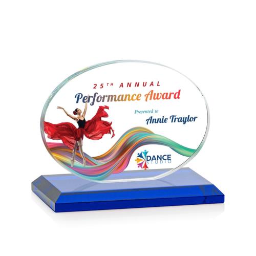 Recognition Awards - Crystal Awards - Austin (Horiz) VividPrint™ Award - Blue