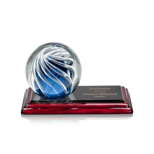 Recognition Awards - Glass Awards - Art Glass Awards - Genista Award on Rosewood Base