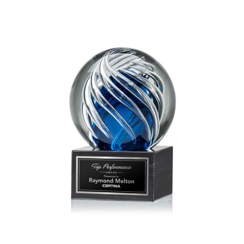 Recognition Awards - Glass Awards - Art Glass Awards - Genista Award on Square Marble Base