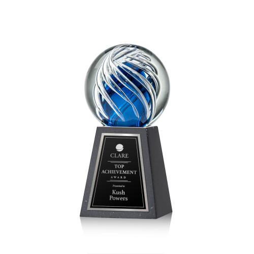 Recognition Awards - Glass Awards - Art Glass Awards - Genista Award on Tall Marble Base