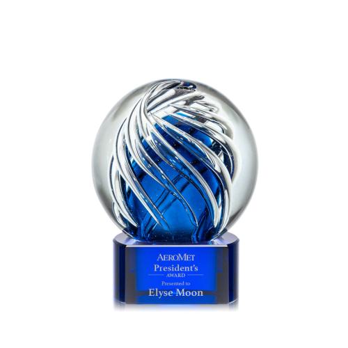 Recognition Awards - Glass Awards - Art Glass Awards - Genista Award on Paragon Base - Blue