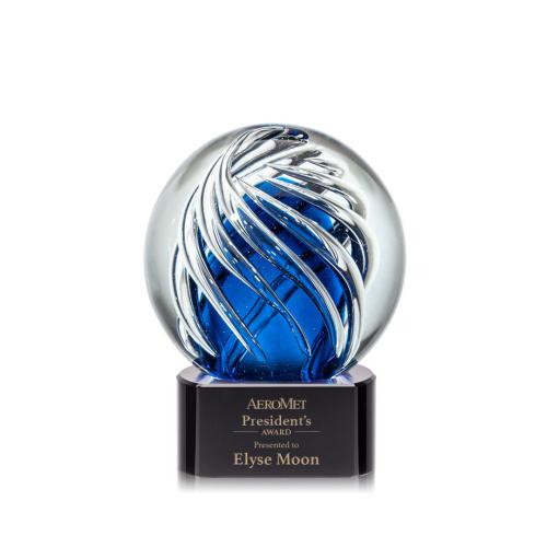 Recognition Awards - Glass Awards - Art Glass Awards - Genista Award on Paragon Base - Black