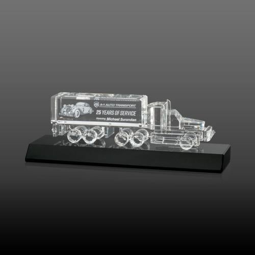 Recognition Awards - Crystal Awards - Crystal 18 Wheeler on Base 3D - Black