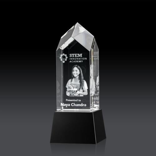 Recognition Awards - Crystal Awards - Clarington on Base 3D - Black