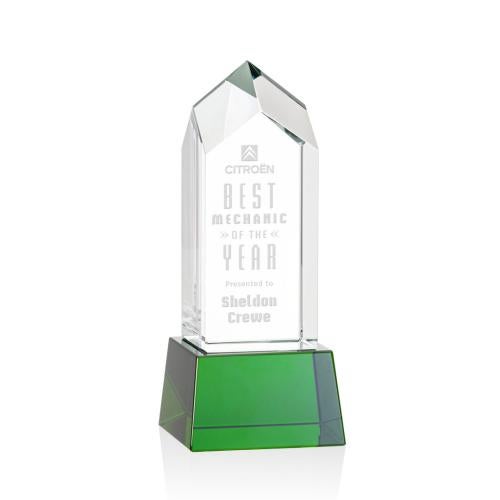 Recognition Awards - Crystal Awards - Clarington Award on Base - Green
