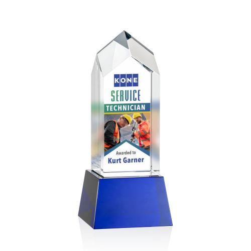 Recognition Awards - Crystal Awards - Clarington VividPrint™ Award on Base - Blue