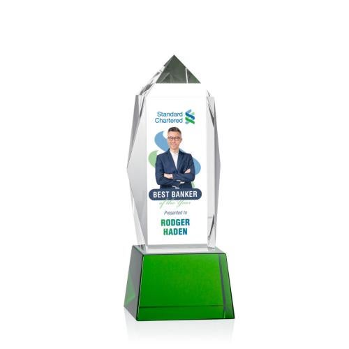 Recognition Awards - Crystal Awards - Bloomington VividPrint™ Award on Base - Green