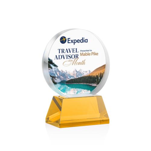Recognition Awards - Crystal Awards - Glenwood Vividprint™ Award on Base - Amber