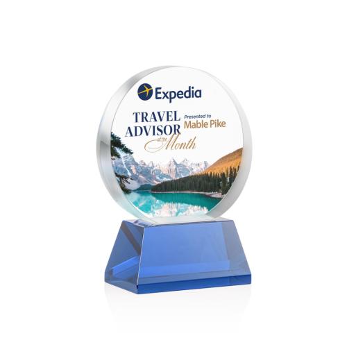 Recognition Awards - Crystal Awards - Glenwood Vividprint™ Award on Base - Blue