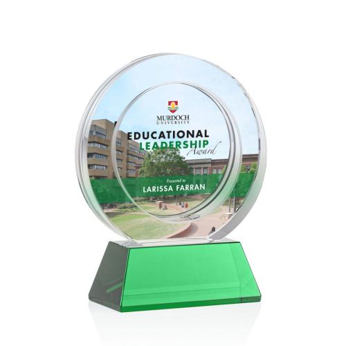 Recognition Awards - Crystal Awards - Templeton VividPrint™ Award on Base - Green
