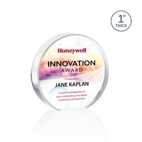 Recognition Awards - Acrylic Awards - Narita Circle VividPrint™ Award - Clear