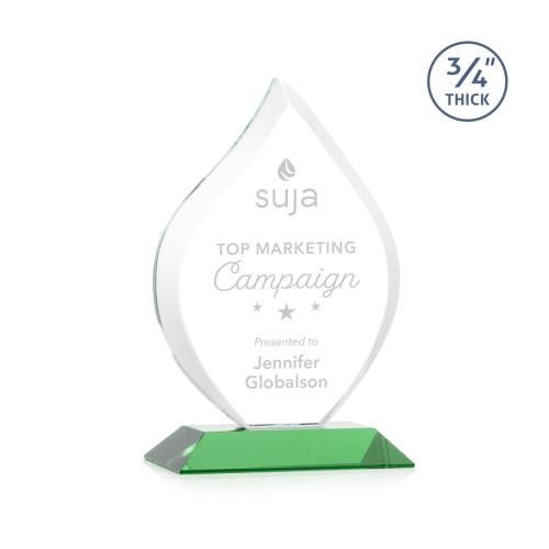 Recognition Awards - Crystal Awards - Worthington Flame Award- Green