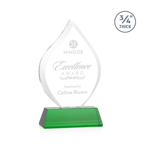 Recognition Awards - Crystal Awards - Worthington Award on Newhaven Base - Green