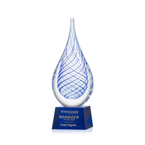 Recognition Awards - Glass Awards - Art Glass Awards - Kentwood Award on Robson Base - Blue