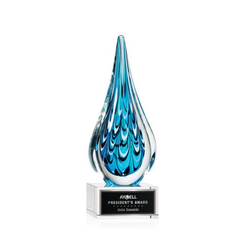 Recognition Awards - Glass Awards - Art Glass Awards - Worchester Award on Hancock Base - Clear