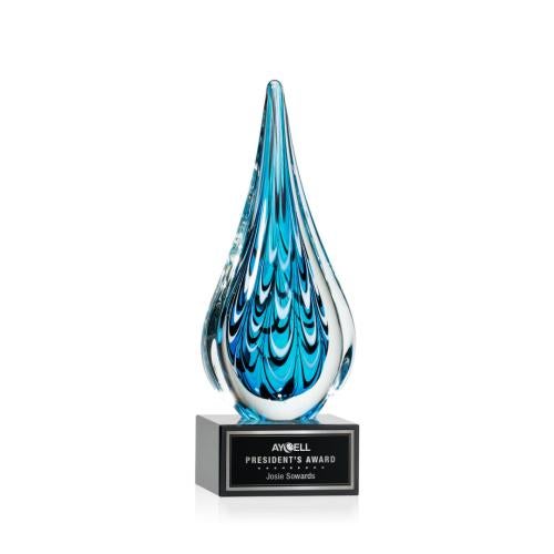 Recognition Awards - Glass Awards - Art Glass Awards - Worchester Award on Hancock Base - Black