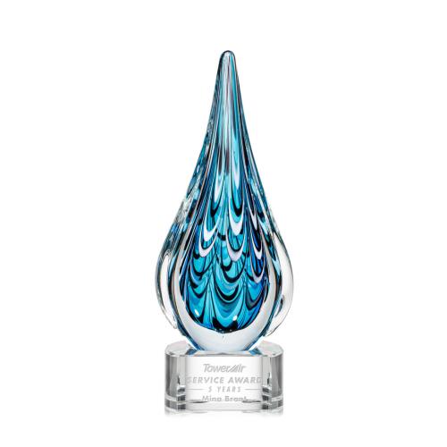 Recognition Awards - Glass Awards - Art Glass Awards - Worchester Award on Paragon Base - Clear