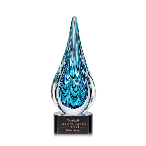 Recognition Awards - Glass Awards - Art Glass Awards - Worchester Award on Paragon Base - Black