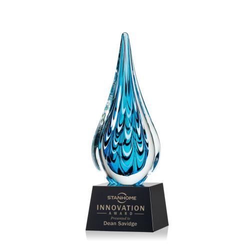 Recognition Awards - Glass Awards - Art Glass Awards - Worchester Award on Robson Base - Black