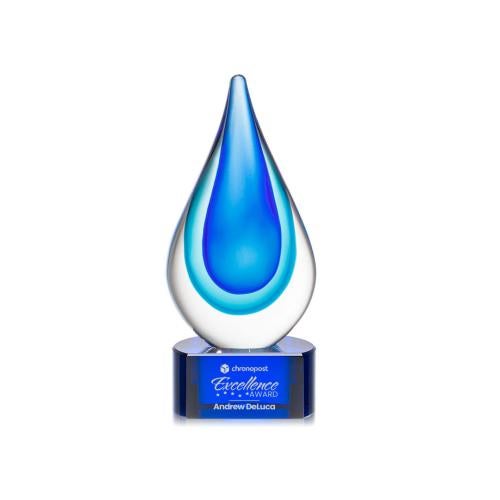 Recognition Awards - Glass Awards - Art Glass Awards - Marseille on Paragon Base - Blue