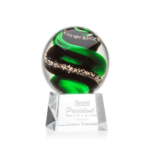 Recognition Awards - Glass Awards - Art Glass Awards - Zodiac Award on Robson Base - Clear