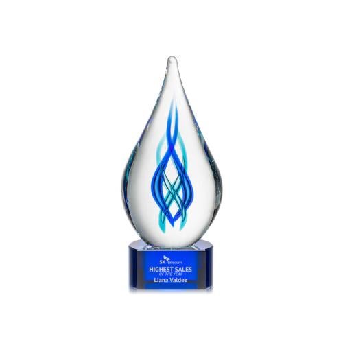 Recognition Awards - Glass Awards - Art Glass Awards - Warrington on Paragon Base - Blue