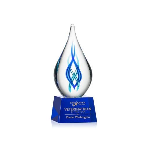 Recognition Awards - Glass Awards - Art Glass Awards - Warrington on Robson Base - Blue