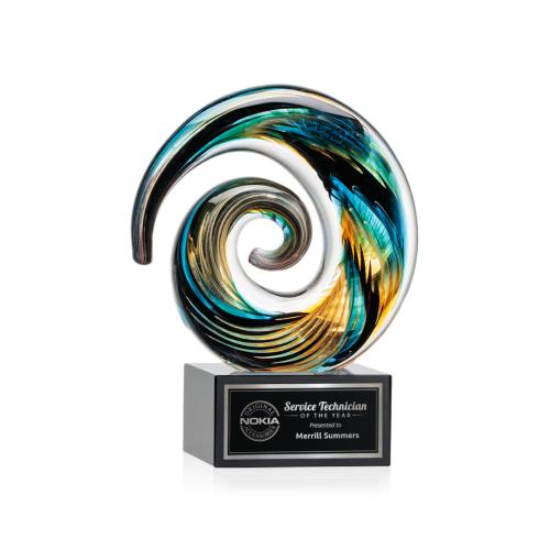 Recognition Awards - Glass Awards - Art Glass Awards - Nazare Award on Hancock - Black