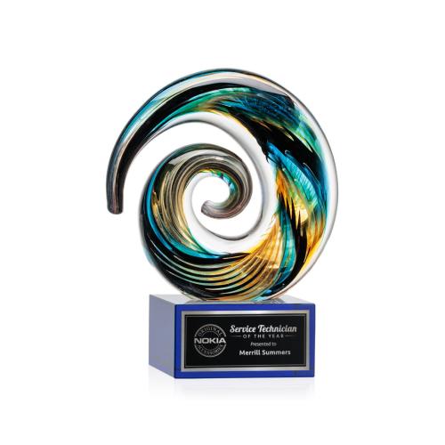 Recognition Awards - Glass Awards - Art Glass Awards - Nazare Award on Hancock - Blue