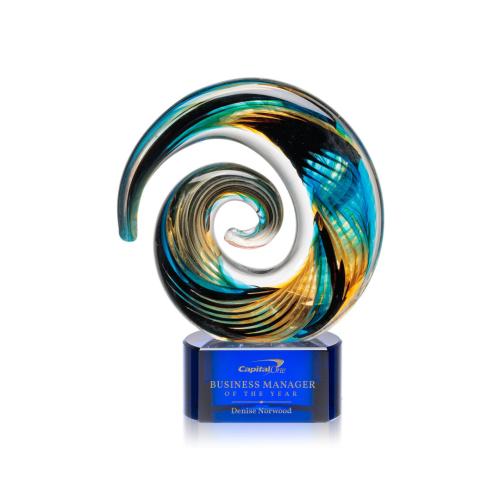 Recognition Awards - Glass Awards - Art Glass Awards - Nazare Award on Paragon - Blue