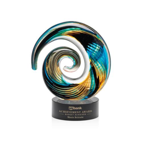 Recognition Awards - Glass Awards - Art Glass Awards - Nazare Award on Stanrich - Black