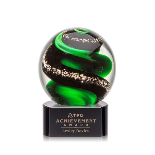 Recognition Awards - Glass Awards - Art Glass Awards - Zodiac Award on Paragon Base - Black