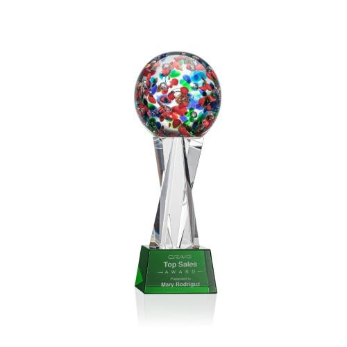 Recognition Awards - Glass Awards - Art Glass Awards - Fantasia Award on Grafton Base - Green