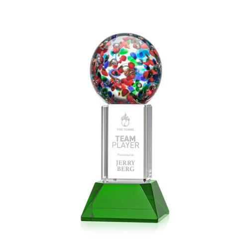 Recognition Awards - Glass Awards - Art Glass Awards - Fantasia Award on Stowe Base - Green