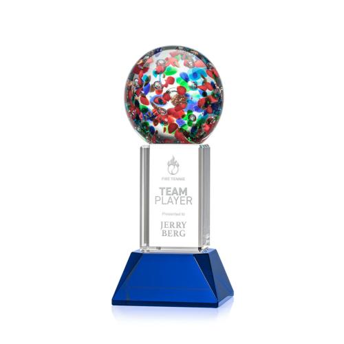 Recognition Awards - Glass Awards - Art Glass Awards - Fantasia Award on Stowe Base - Blue