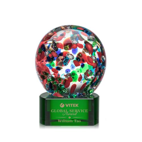 Recognition Awards - Glass Awards - Art Glass Awards - Fantasia Award on Paragon Base - Green