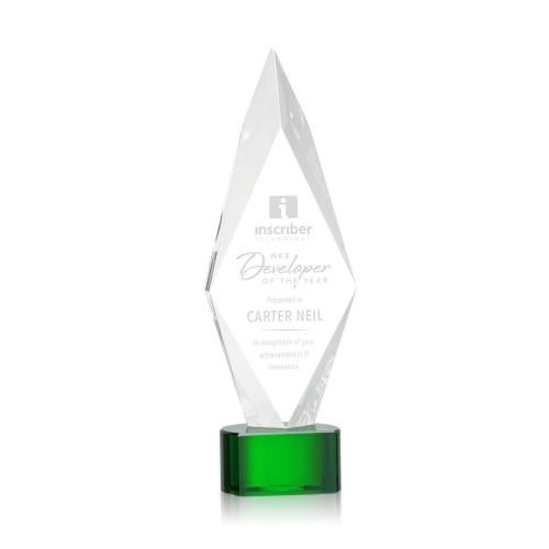Recognition Awards - Crystal Awards - Manilow Award on Paragon Base - Green