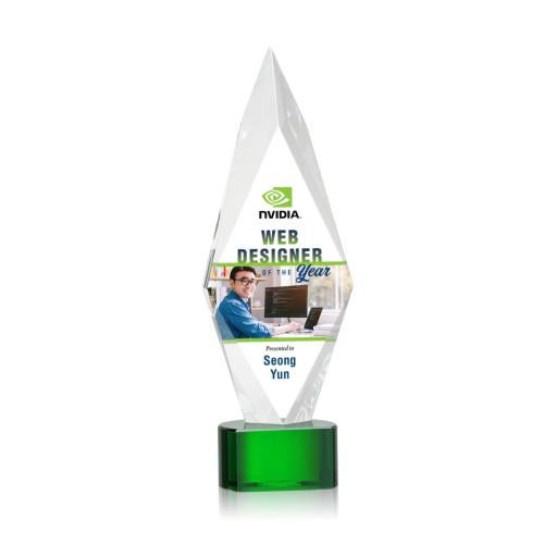 Recognition Awards - Crystal Awards - Manilow VividPrint™ Award on Paragon Base - Green
