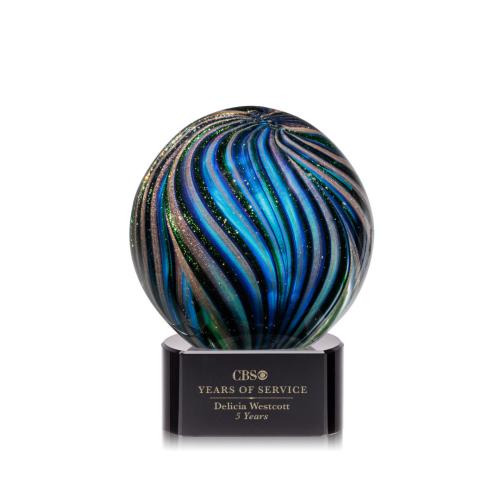 Recognition Awards - Glass Awards - Art Glass Awards - Malton Award on Paragon Base - Black