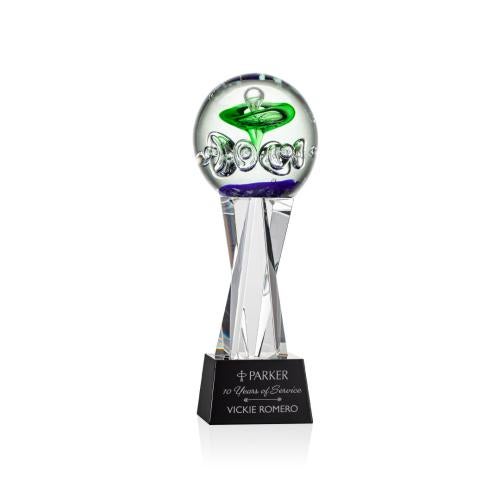 Recognition Awards - Glass Awards - Art Glass Awards - Aquarius Award on Grafton Base - Black